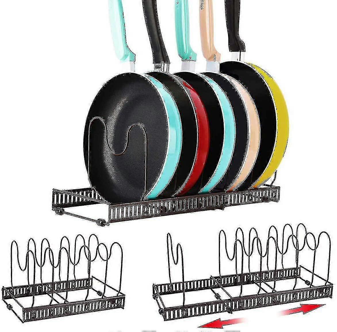 Adjustable Pot And Pan Rack, Lid Organizer Expandable Metal Pot Stand Versatile Hy-yvan