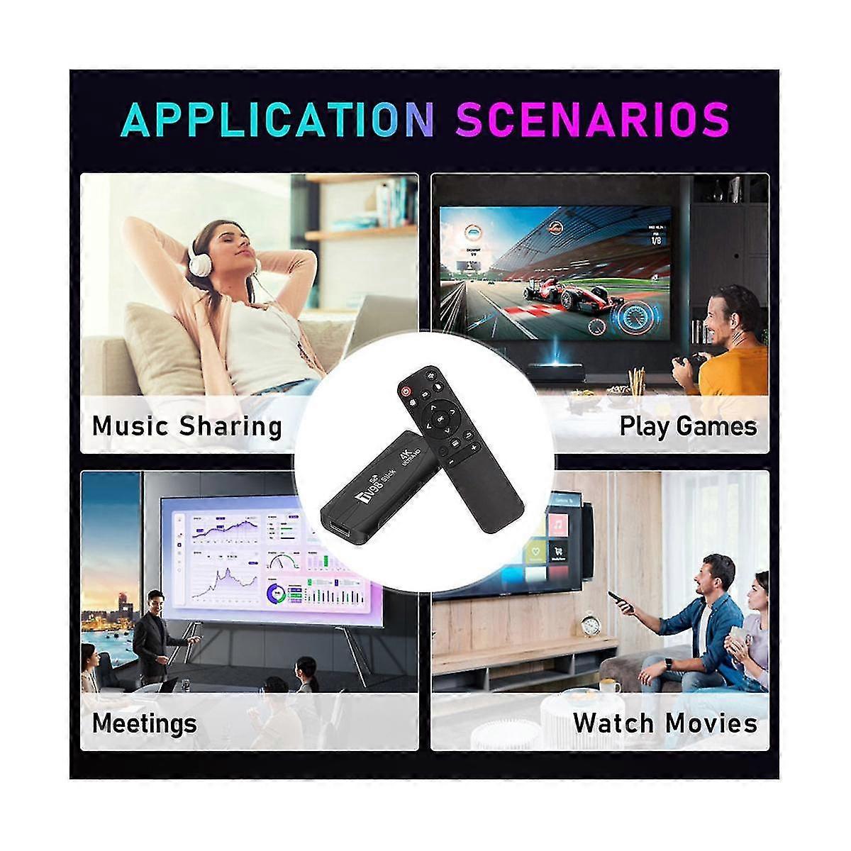Tv98 Tv Stick 1g+8g Android12.1 2.4g 5g Wifi Android Smart Tv Box 4k 60fps Set Top Box(eu Plug)