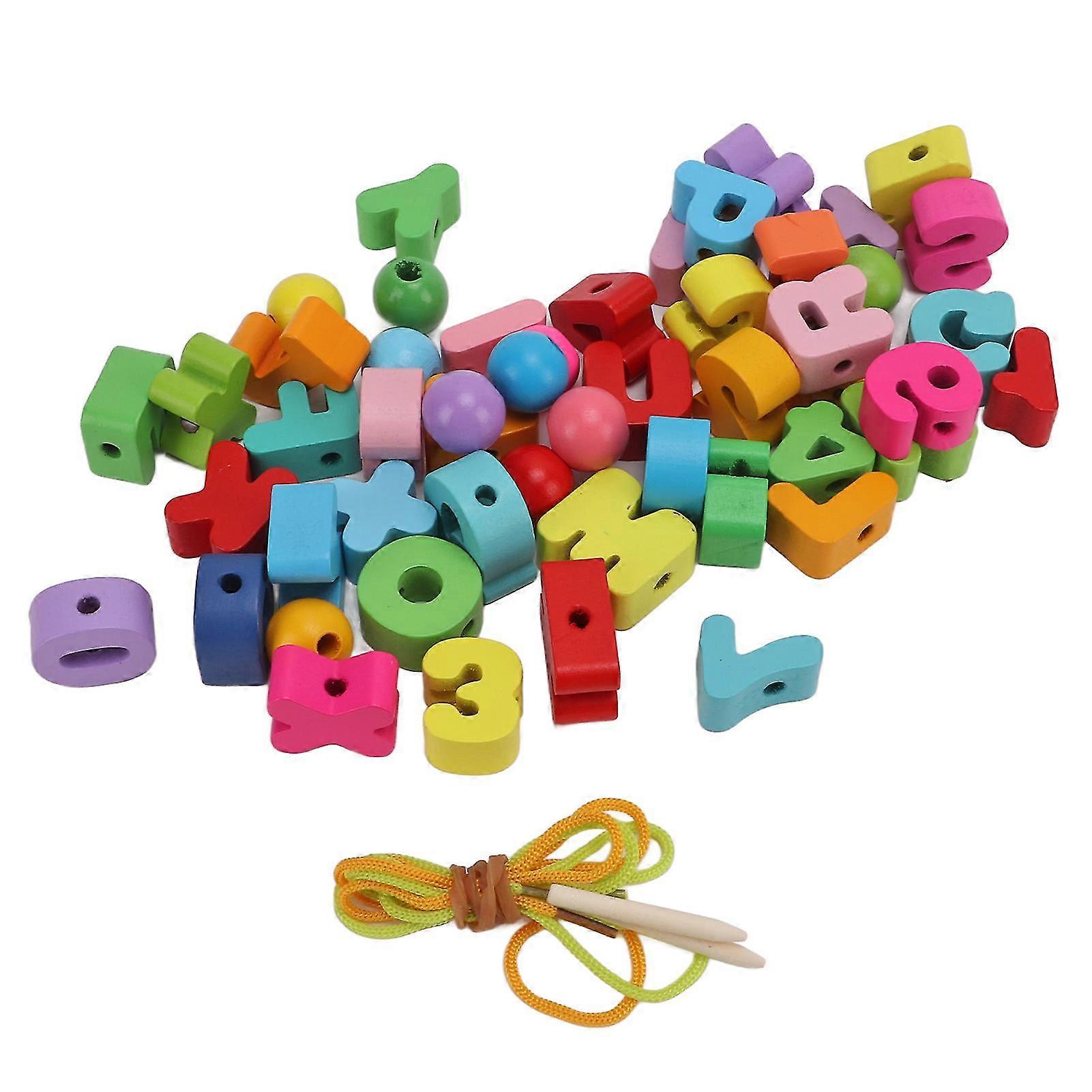 51Pcs Alphabet Lacing Beads for Kids - Hand Eye Coordination, Glossy Surface, Light Lacing Letters