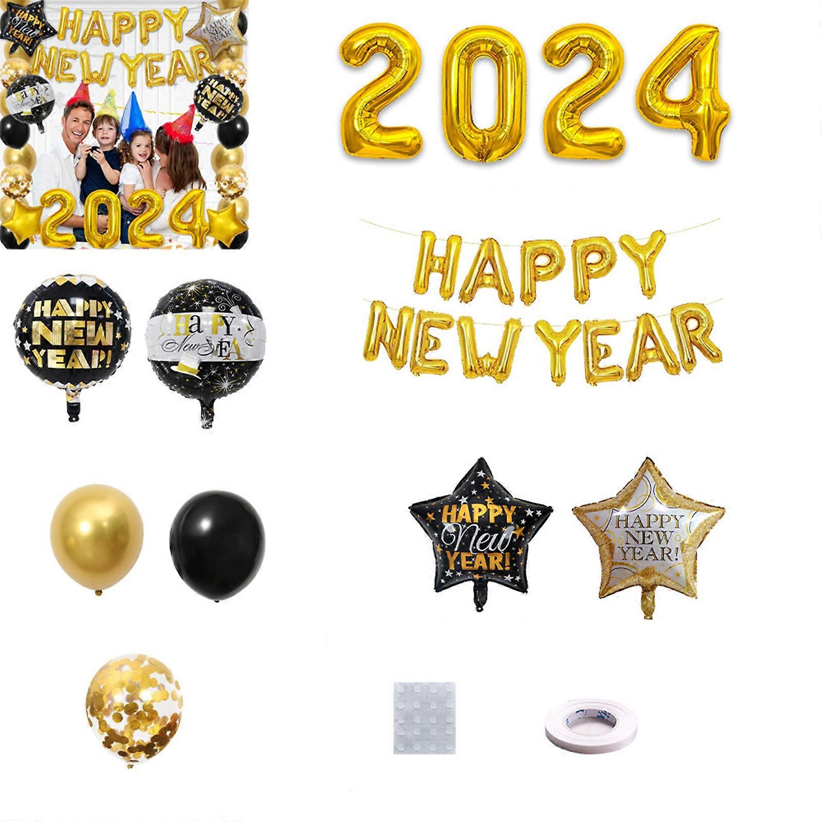 2024 New Year Flag Balloon Set, New Years Eve Party Supplies, Mylar Balloons for Birthday Anniversary Graduation Decorations