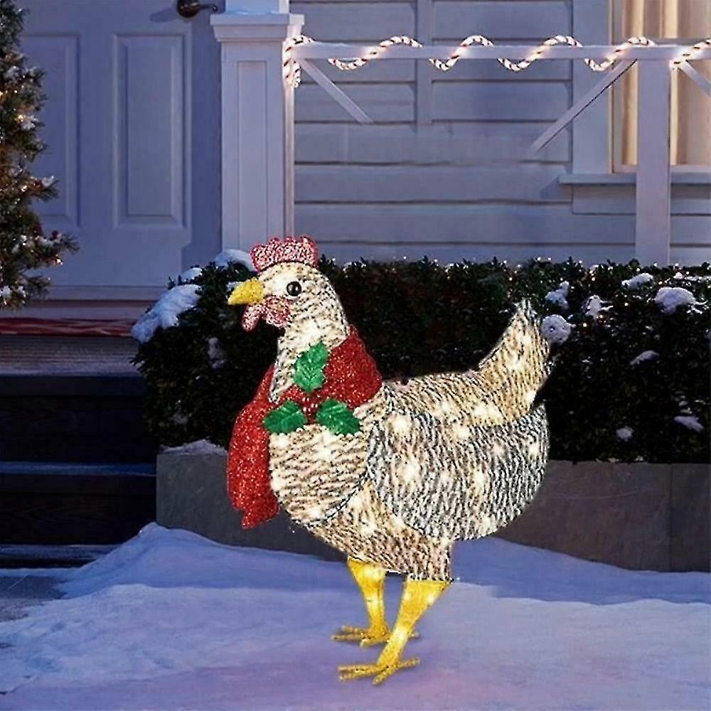 Christmas Ornament Chicken Statue Lawn Courtyard Sculpture Decoration