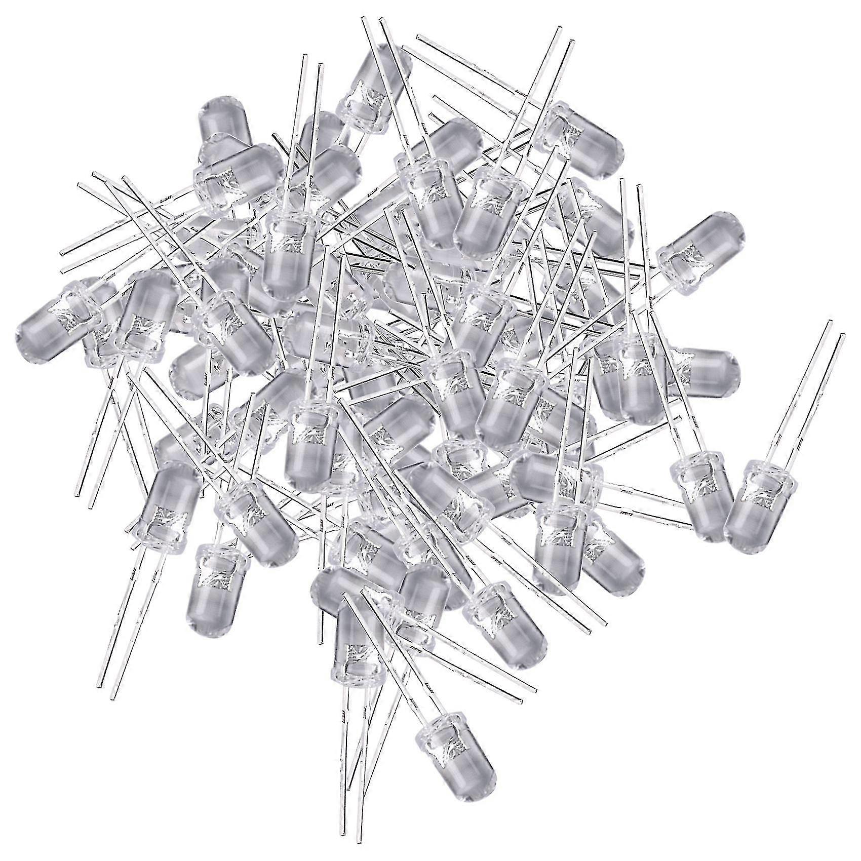 100pcs 5mm Warm White LED Diodes, 3V 20mA, Electronics Components