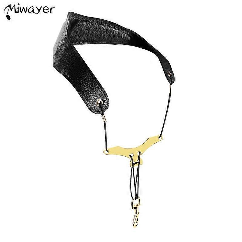 Miwayer Saxophone Neck Strap Comfortable Leather Neckband with Built in Soft Pads Durable Hook Relieve Shoulder