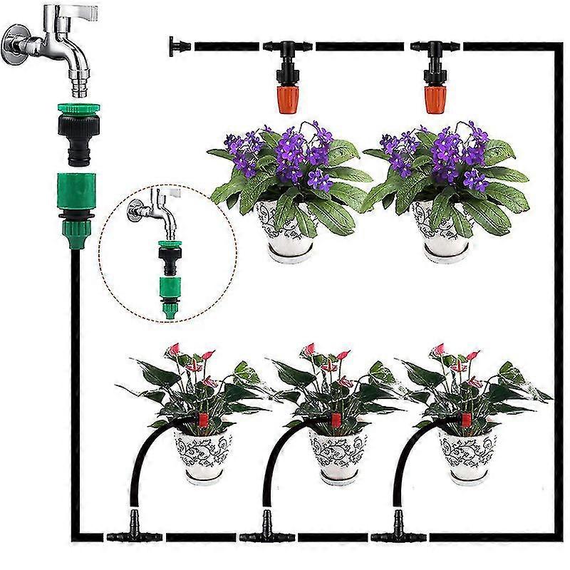 Irrigation Drip Kit, 100ft/30m Adjustable Automatic Micro Garden Irrigation System
