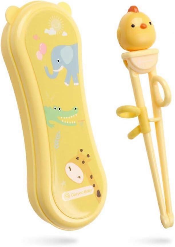 Dww-Jaune-Baguettes d'apprentissage faciles  utiliser pour les enfants dbutants - Avec boucle anti-dislocation - Bote portable incluse