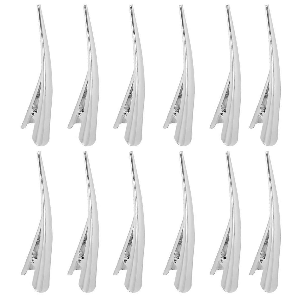 12 יח 'קליפים גדולים לשיער תנין לנשים שיער עבה ודק (כסף)