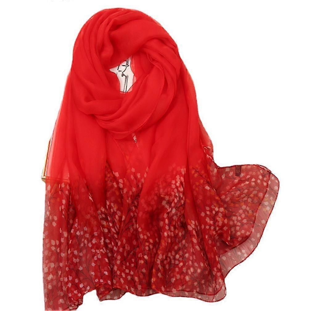 Red Scarf Beach Sun Proof Shawl Thin Neck Wrap for Lady