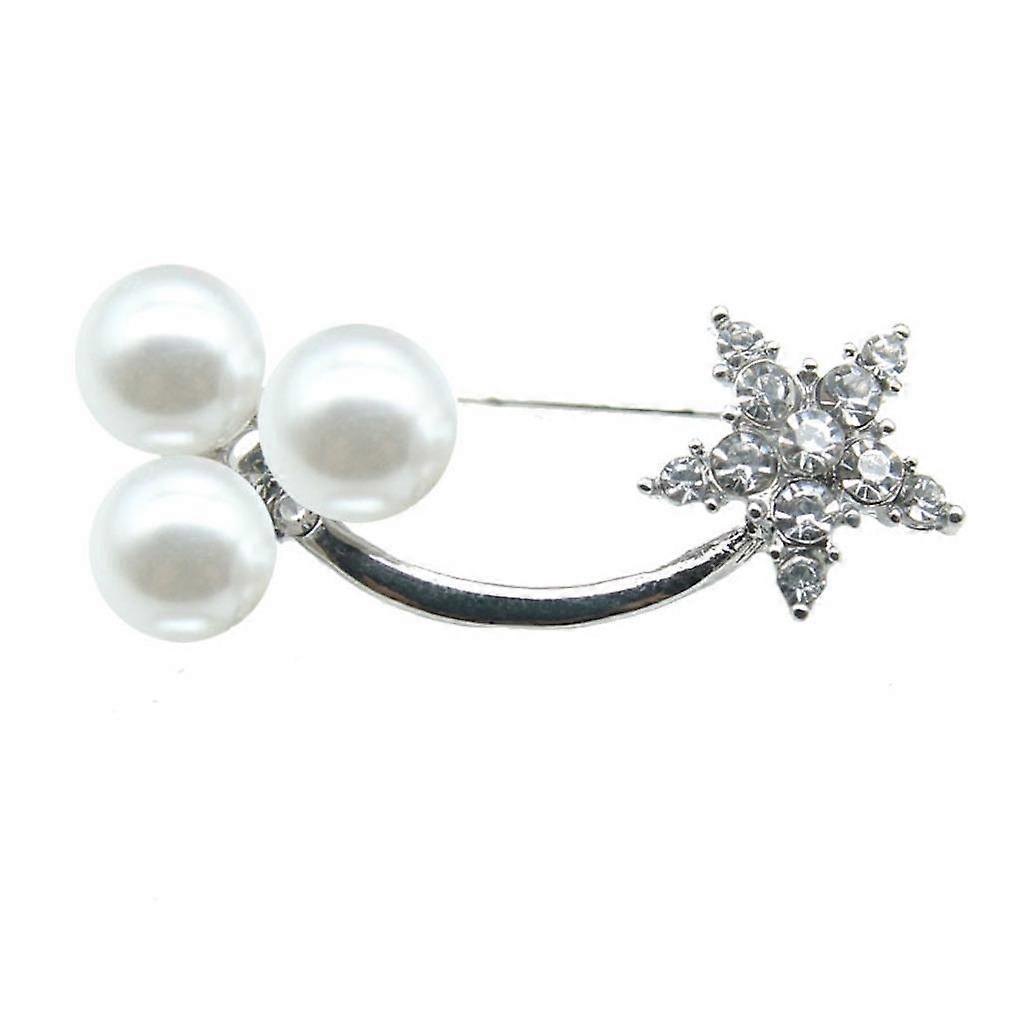 Antiglare Brooch Pin Elegant Corsage 3 Pearls Ladies Brooch