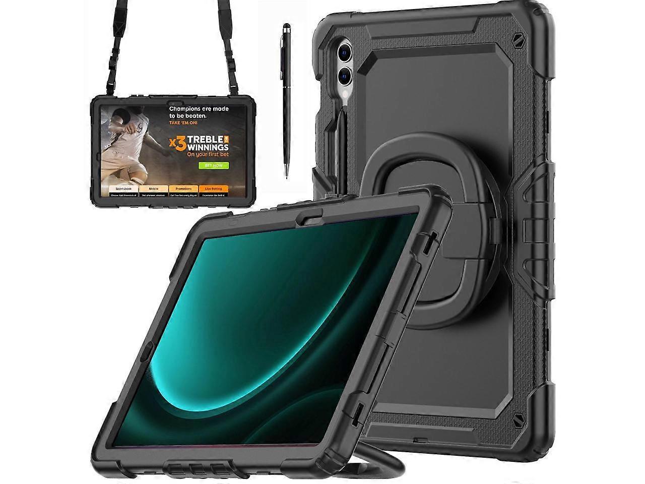 Case for Samsung Galaxy Tab S9 11 inch 2023 / S9 FE 10.9 Inch Protective Cover with Screen Protector Pen Holder Hand/Shoulder Strap Stylus Pen Stylus
