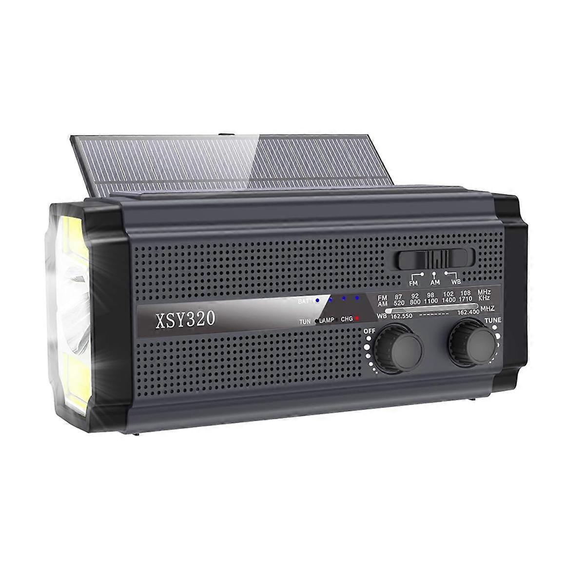 Emergência Tempo Rádio Manivela Solar Rádio Portátil AM / FM / Rádio com 5 Modos de Carregamento Carregador de Celular