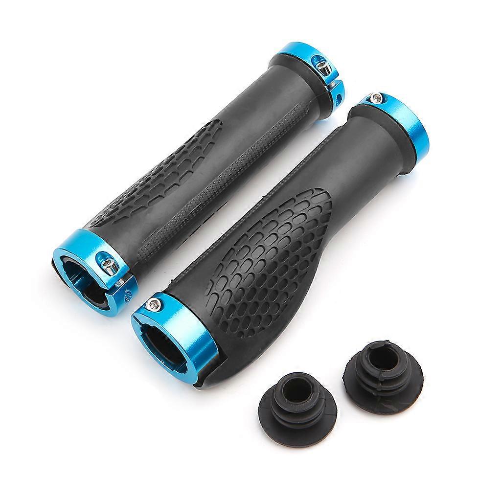 Noah E Theo Manopole MTB Double Lock On: Blu/Bianco, Silicone, 130 Mm