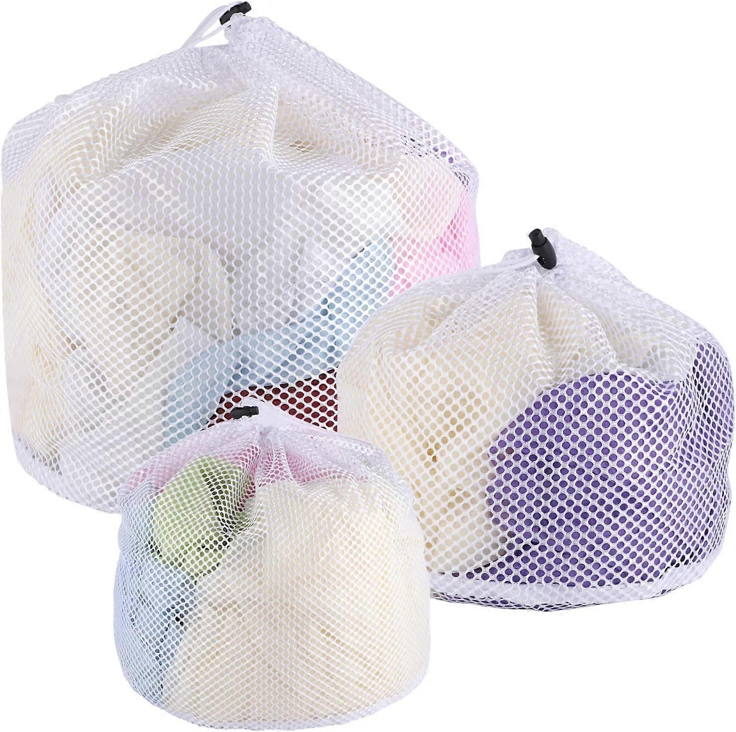 3pcs Laundry Net, Laundry Bags with Drawstring Reusable Mesh Washing Bag for Washing Machine Blouse, Underwear, Bra