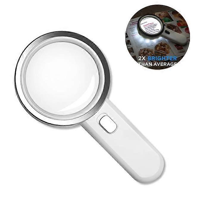 5x High Power Lighted Magnifier, Large 90mm Distortion Free Magnifying Glass with LED Light, with Glass Lens