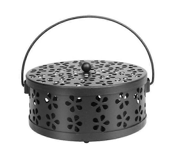 Classic Metal Mosquito Repellent Spiral Incense Holder for Home Outdoors (Black Frost)