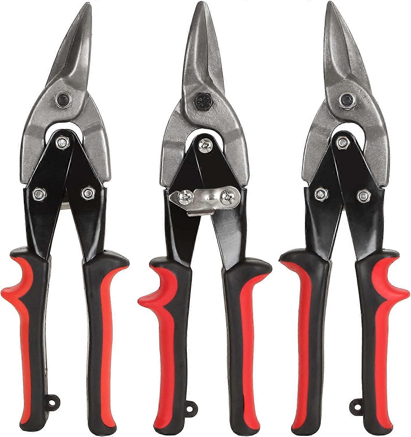 3 Pcs Aviation Snips 10 Inch Heavy Duty Snips for Sheet Metal, Tin Cutting Shears for Cutting Metal Sheet, Left Straight Right Aviation Snips Set