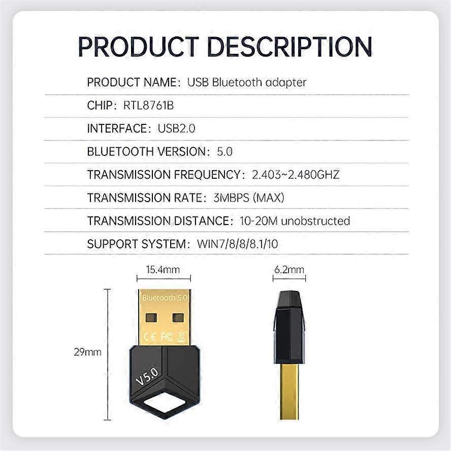 USB Bluetooth 5.0 Adapter Receiver Wireless Bluethooth Dongle 5.0 Music Mini Bluthooth Transmitter For PC