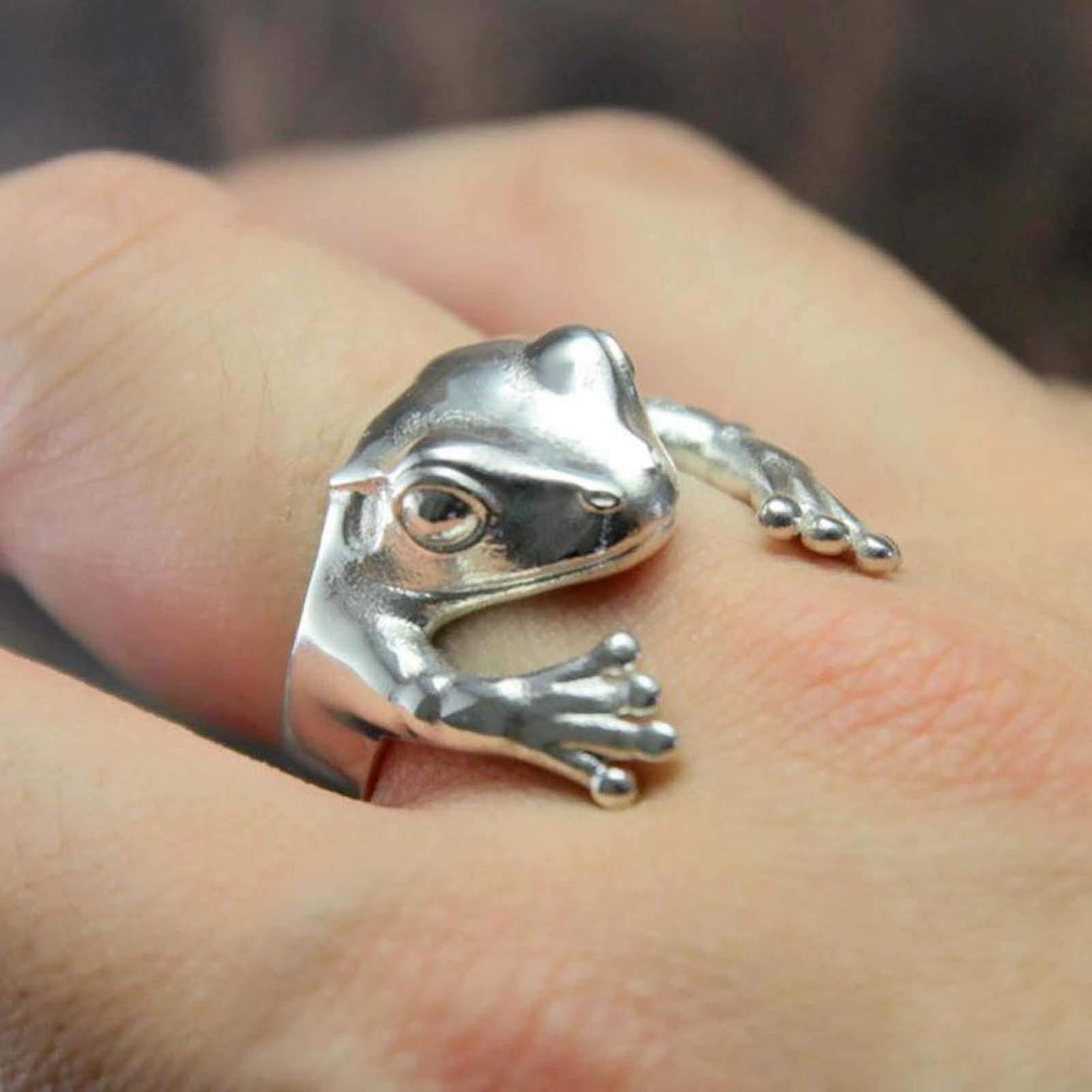 Retro Frog Ring, Vintage Sterling Silver Frog Ring For Men And Women, Adjustable Creative 3d Open Ring Jewelry Gift