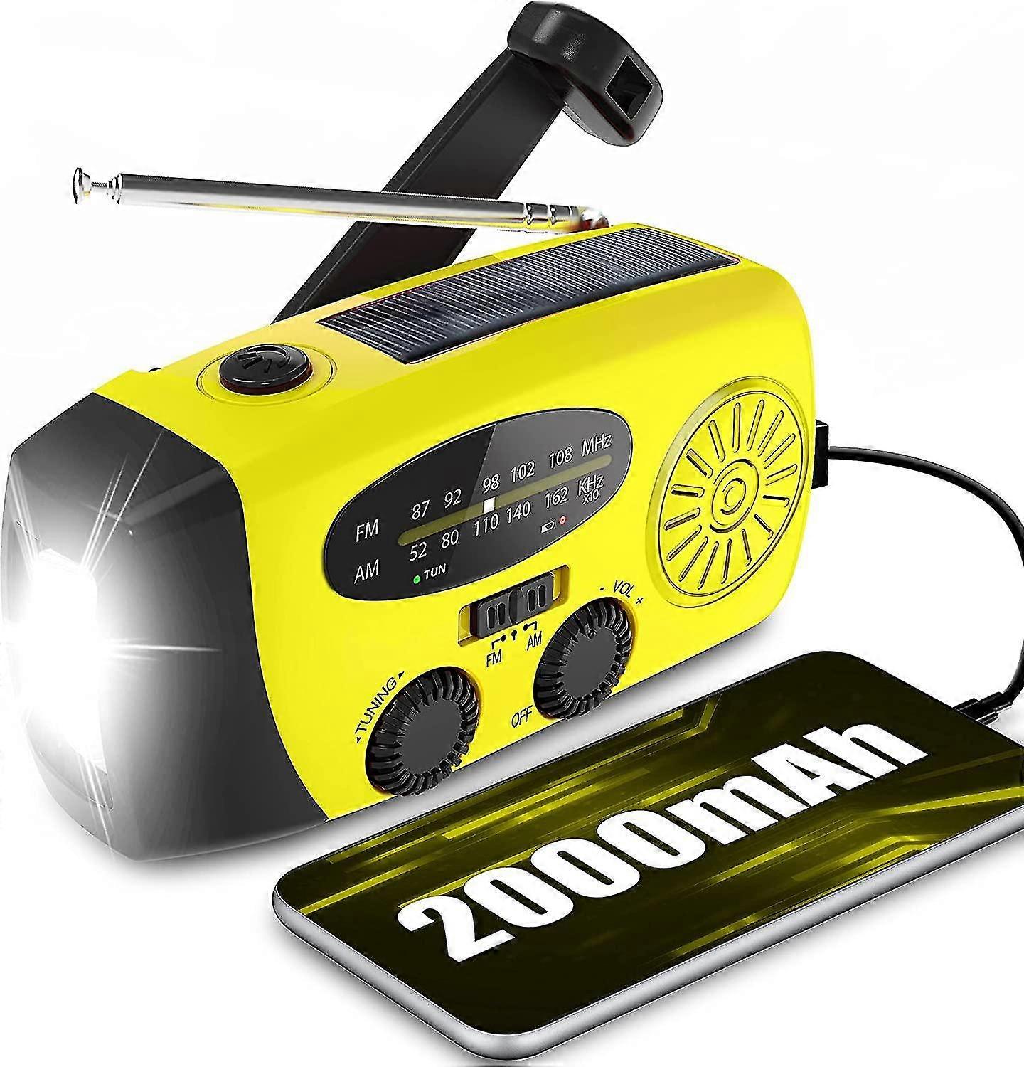 Wind Up Solar Radio, Survival Hand Crank Dynamo Am/fm Emergency Weather Radio, With Rechargeable Usb Phone Charger, Led Bright Flashlight, Use For Hou