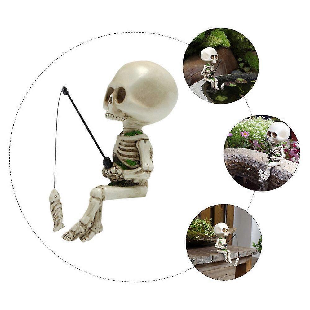 דייג גן שרף תפאורה קישוט גולגולת פסל עציץ