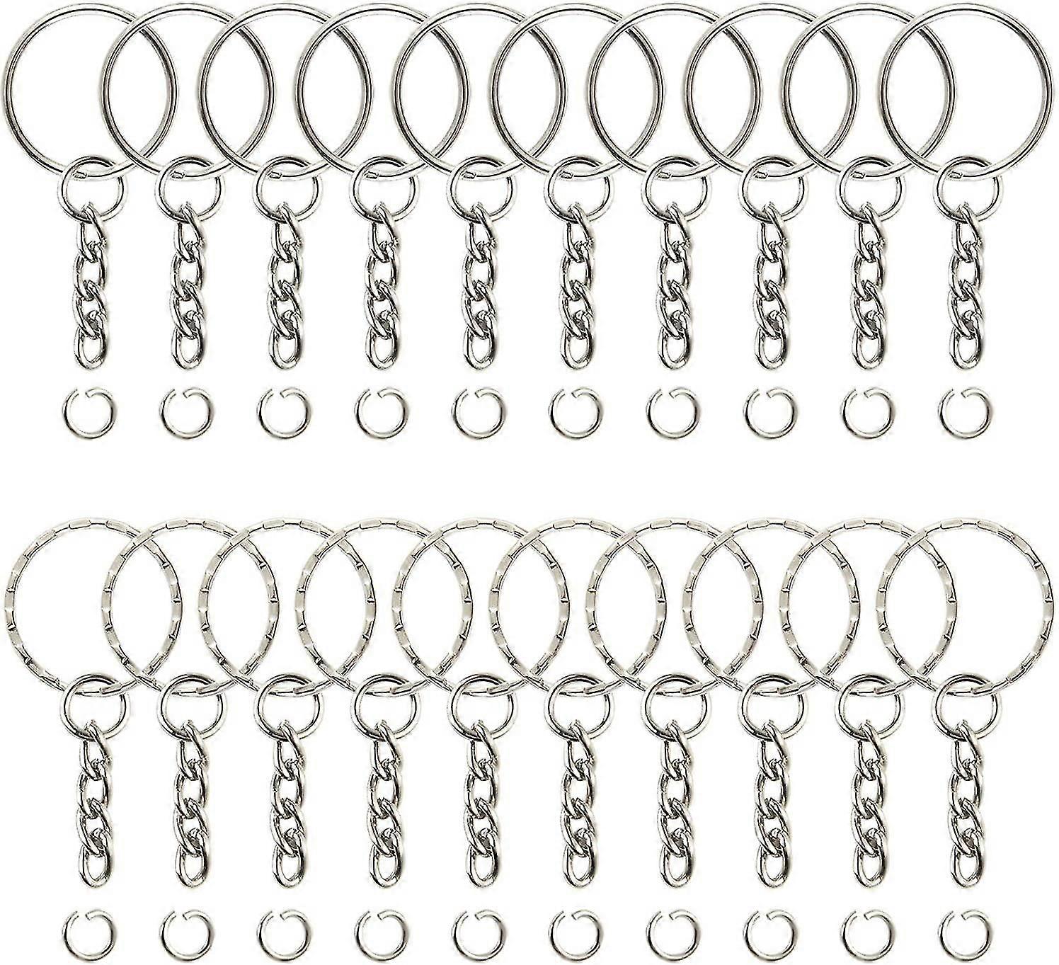 150 peças anéis de chaveiro destacáveis com anéis de corrente e anéis de salto para artesanato (25mm)