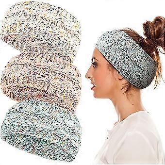 3 Pieces Knitted Headbands Winter Ear Warmers. Acsergery Crocheted Turban Head Wraps Gift