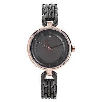 Mode Frauen Legierung Stahl Armband Quarzuhr Wasserdichte lässige weibliche UhrRose Gold Schwarz
