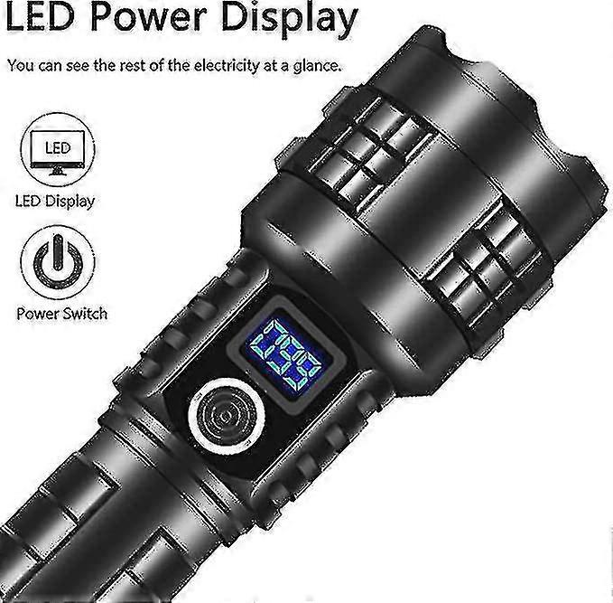 Super Bright Torch High Lumen Wiederaufladbar, 100000 Lumen Powered Led Torch Die hellste Taschenlampe für Camping, Notfall
