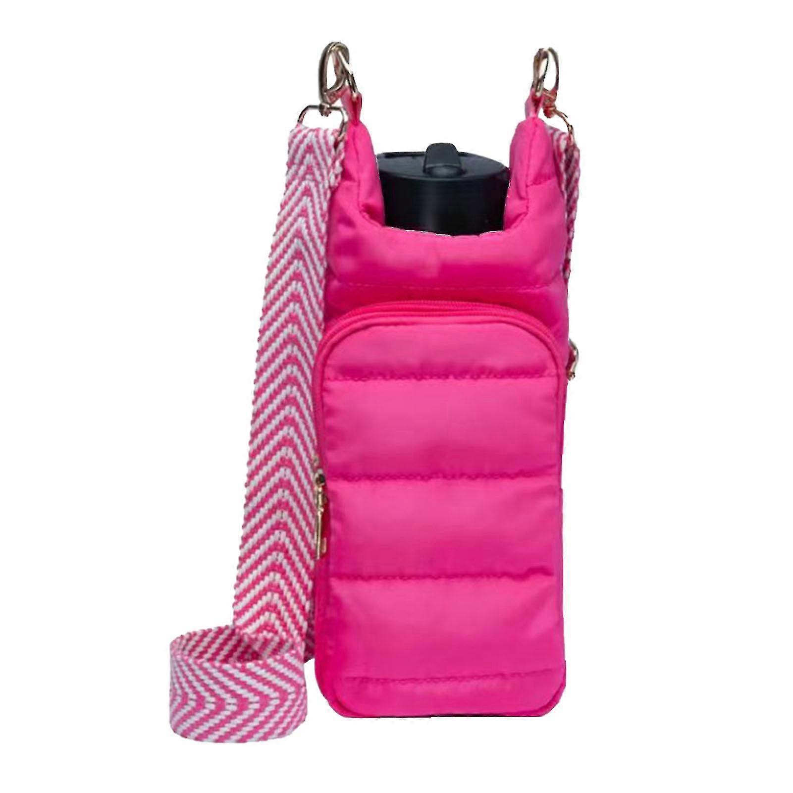 Tyuhe Water Bottle Carrier Bag Quilted Crossbody Water Bottle Holder Adjustable Straps Kettle Tote Bag Water Bottle Sling Bag