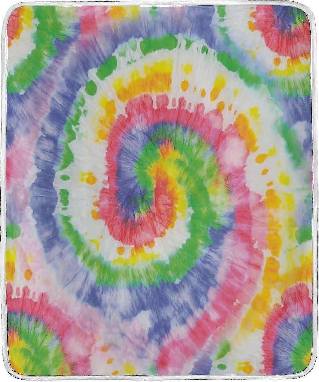 t1626 Cobertor Tie Dye Rainbow Pattern Fuzzy Throw Blanket, Cobertor de Cama de Microfibra Leve, Cobertores Macios Quentes e Cobertor de Manta bn1626
