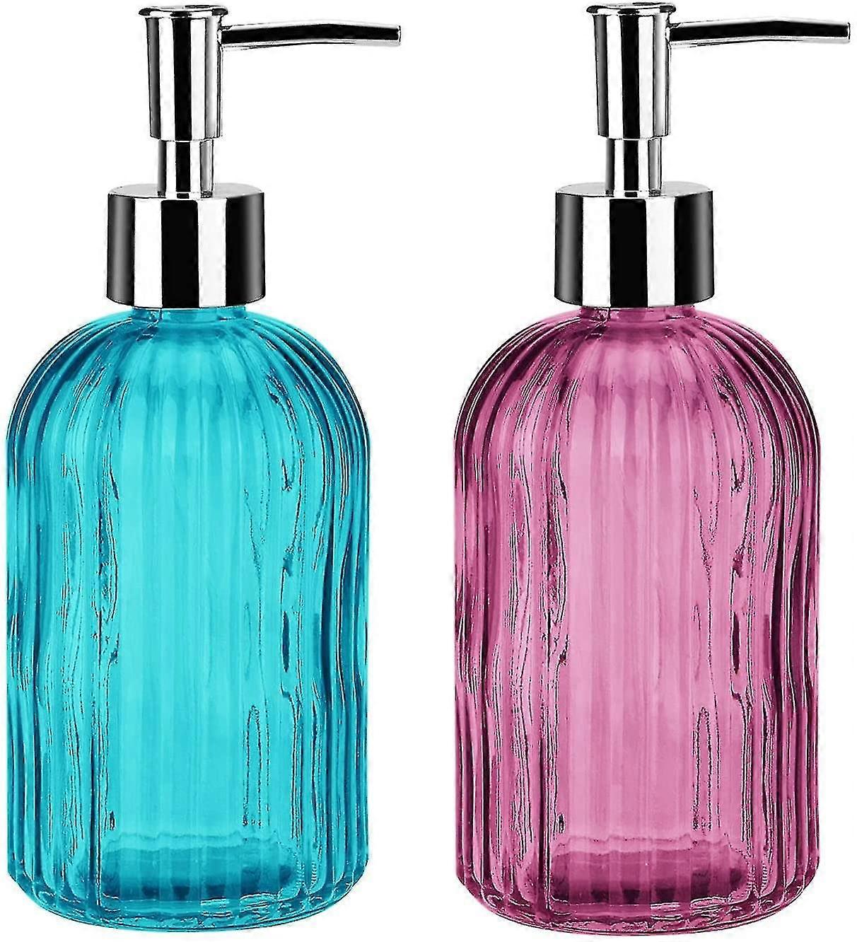 Liquid Soap Dispenser, Glass Soap Dispenser With Hand Pump 2 Pcs Refillable Liquid Dispenser For Bat