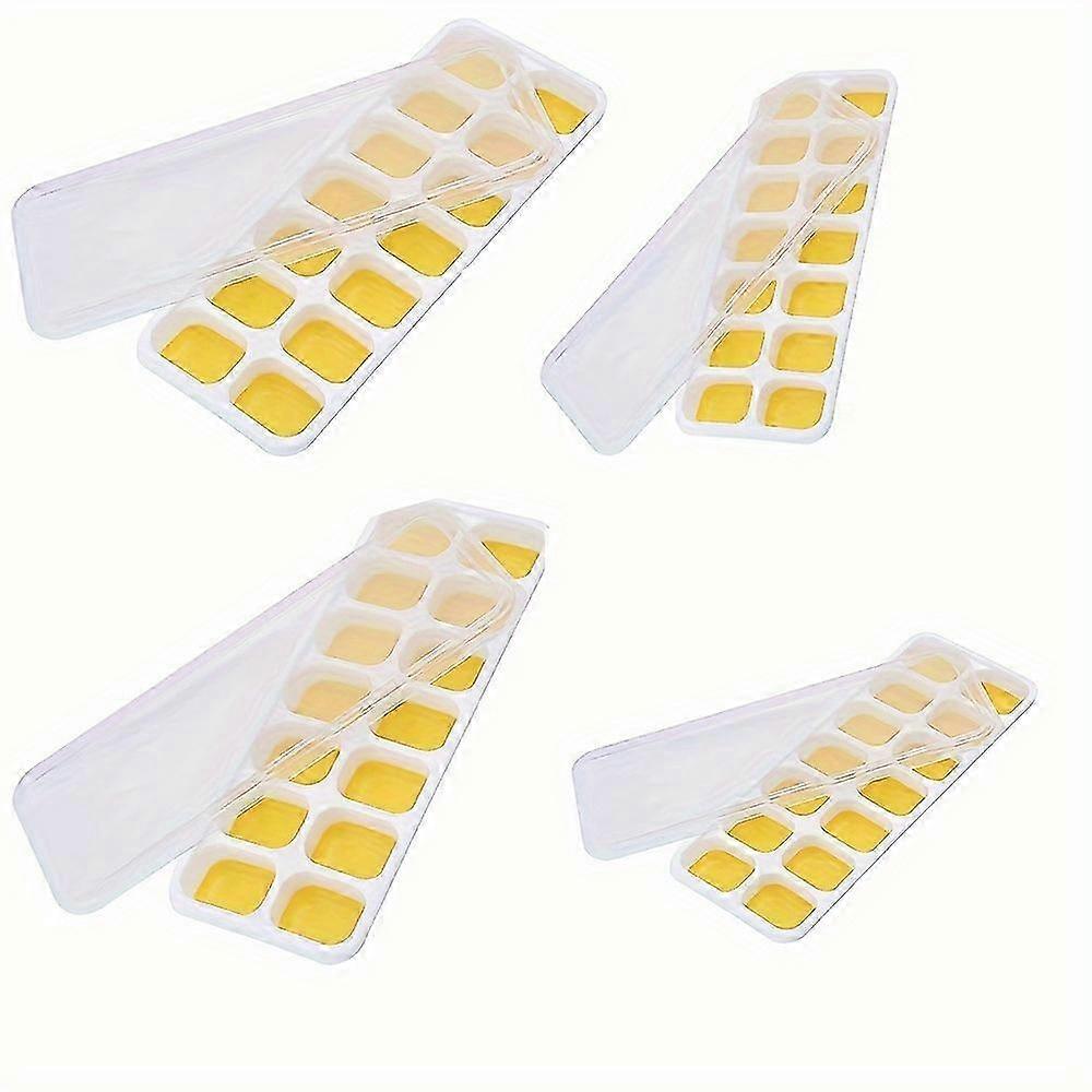 4pcs, Ice Cube Trays, Easy-Release Silicone & Flexible 14-Ice Cube Trays With Spill-Resistant Removable Lid, LFGB Certified And BPA Free