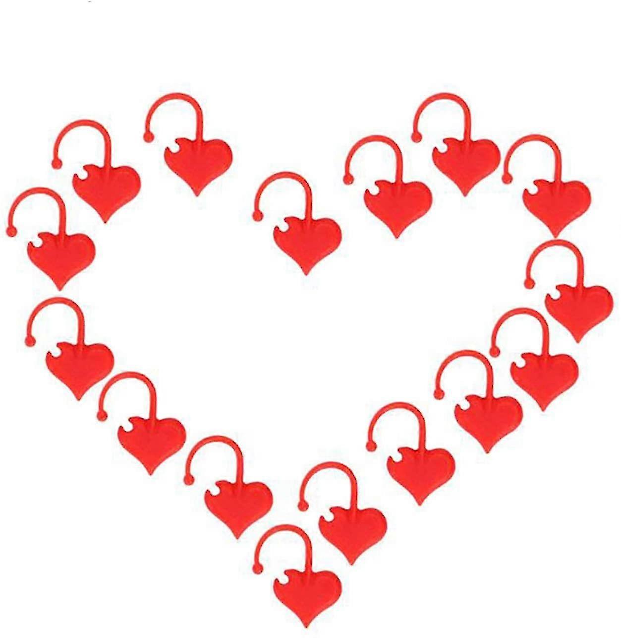 Heart Shaped Locking Stitch Markers, Red Plastic Knitting Stitch Counters