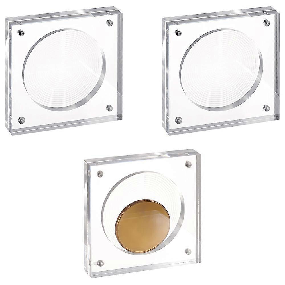 Transparent Acrylic Badge Storage with Magnetic Clasps for Desk Home Decoration Square Clear 80x80x16.5mm