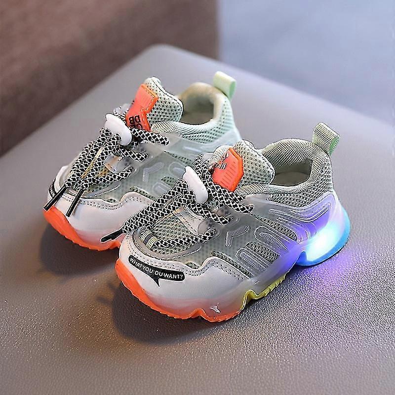 Frozen Elsa Mesh Sneakers Kids Shos Summer Autumn Led Children Luminous Girls Light Baby Sneaker Sports Shoes Size 22-31