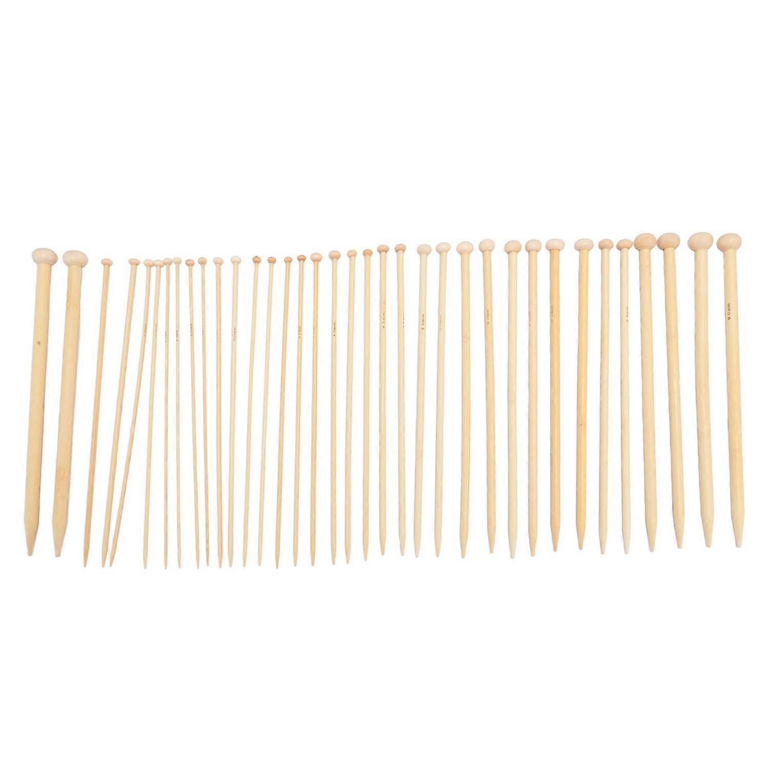 36pcs Bamboo Knitting Needles Set Single Point Carbonized Light Weight Straight Knitting Needle for 