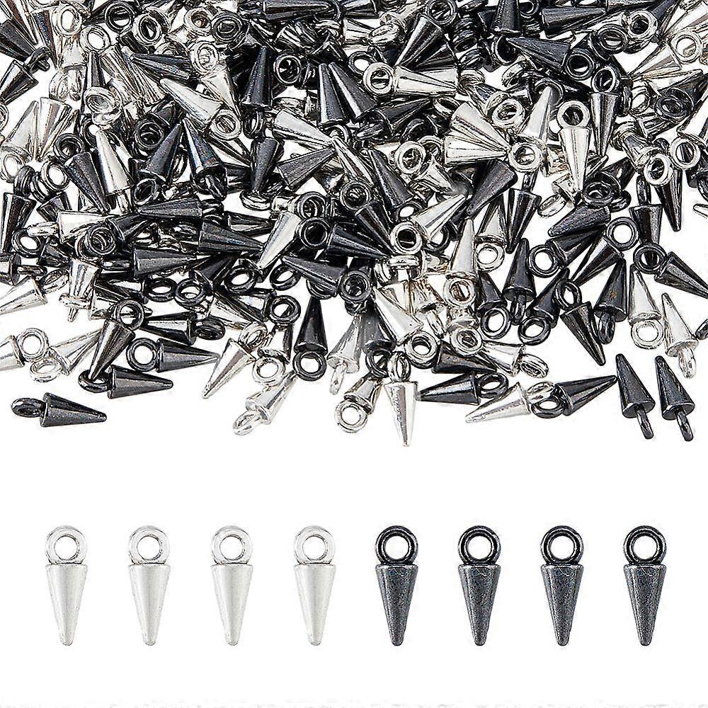1Box 200Pcs 2 Colors Alloy Charms Cone Charm Mixed Color 11x4mm Hole: 2mm 100pcs/color
