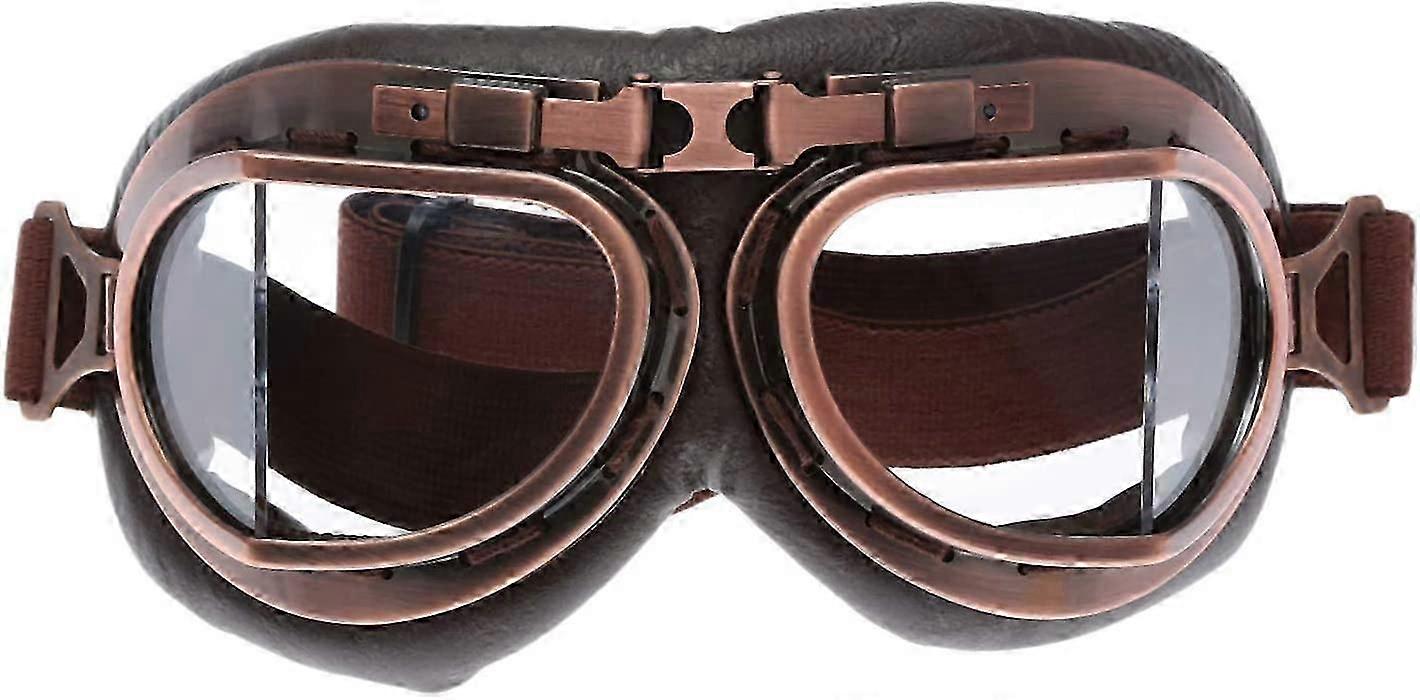 Vintage Motorcycle Goggles, Copper Frame, Yellow Lens