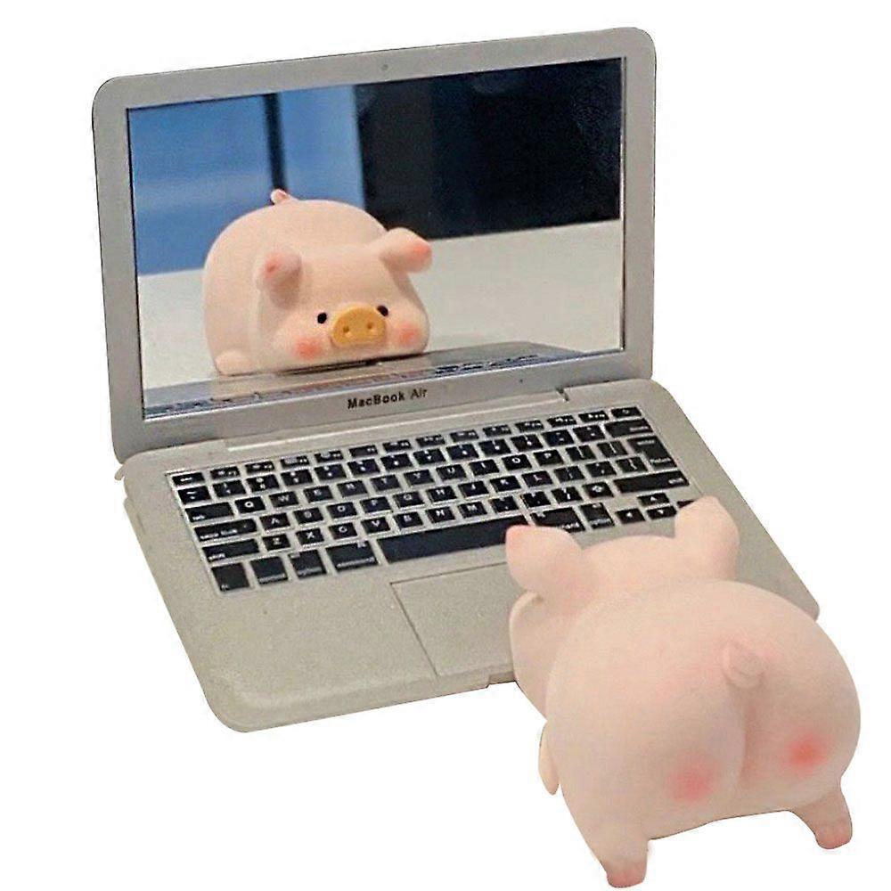 Creative Mini Computer Small Mirror Laptop Computer Model Mirror Carrying Portable Folding Cosmetic Mirror Gifts