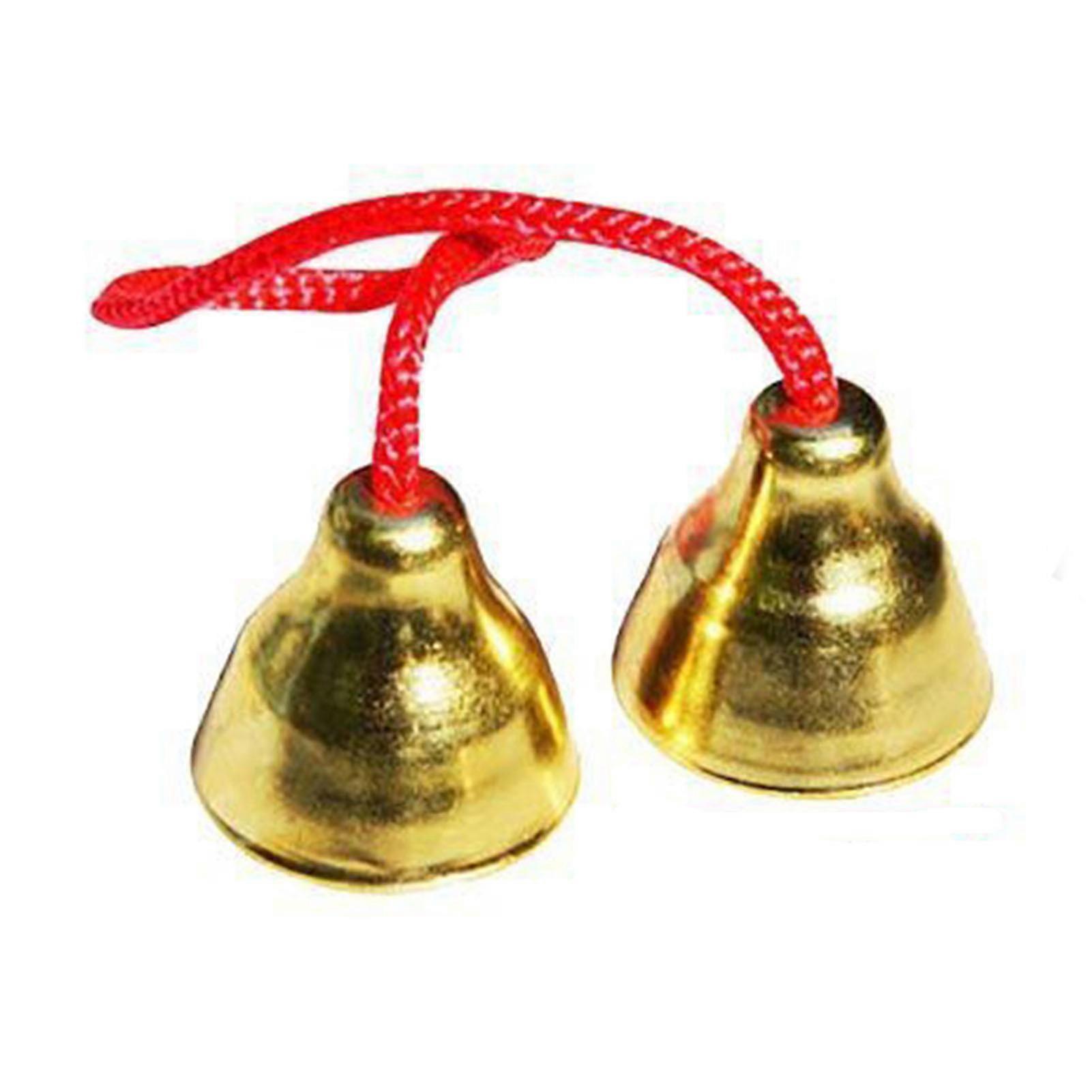 2Pcs Metal Bells Crisp Sound Safe Rounded Corner Light Portable Multi Purpose Ringing Bells for School Office Family Small Size(with Red String)