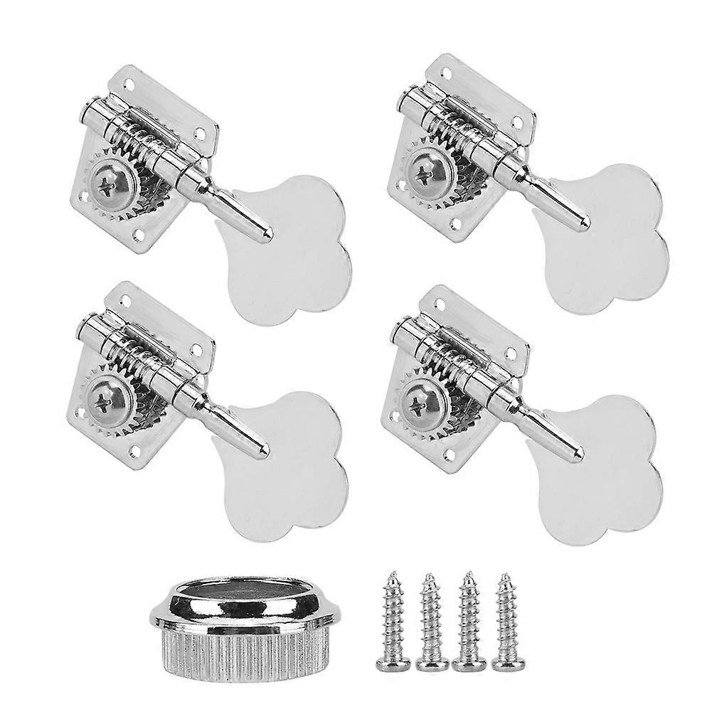 4Pcs Electric Bass Volume Tone Control Knobs Button Accessory Silver