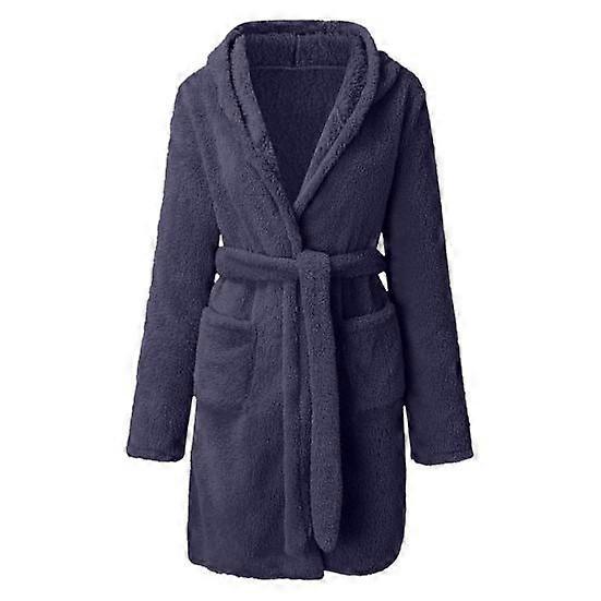Lady Sleeping Gown Belt Cardigan Tight Waist Hat Comfortable Lace Up Winter Sleeping Gown for Bedroom