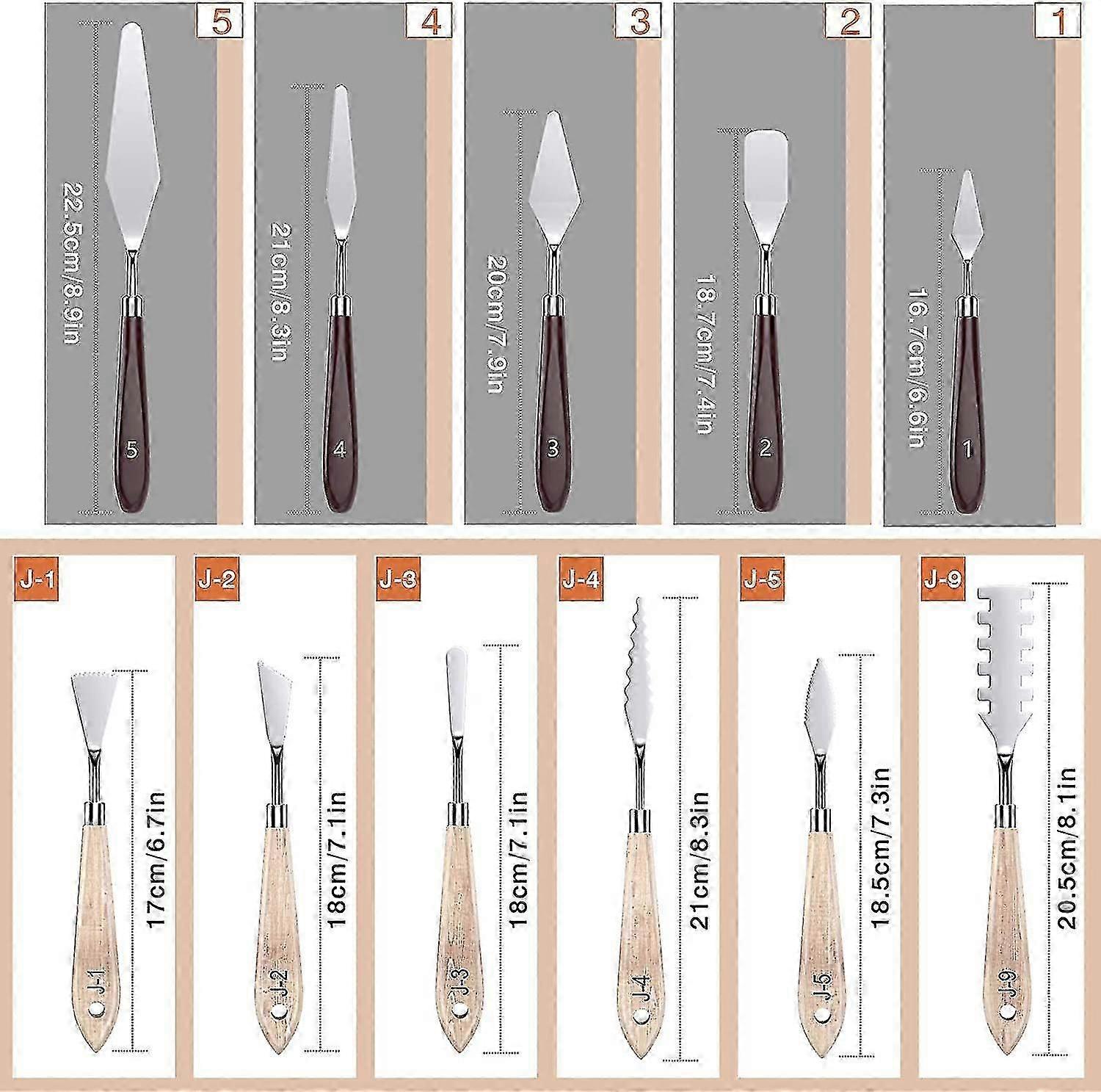 سكين لوحة ، 11 قطعة الفولاذ المقاوم للصدأ الفنان ملعقة أدوات الطلاء الزيتية ، اكسسوارات خلط الألوان مع مقبض خشبي للزيت ، الاكريليك على قماش ، الطلاء