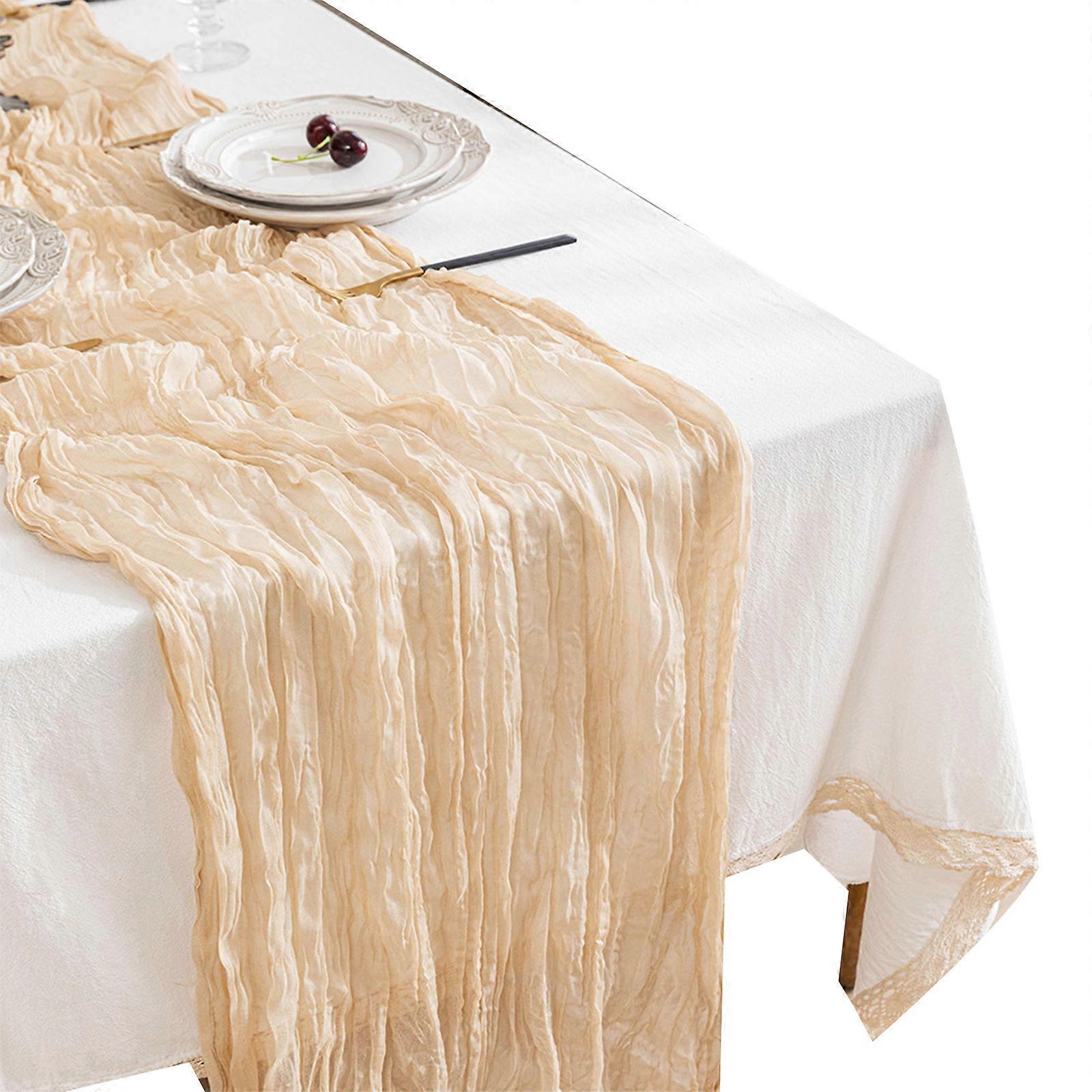Table Runner Table Runners Long Fabric Table Runner, Semi-Transparent Table Decor Cloth for Wedding Party Table Decor Champagne