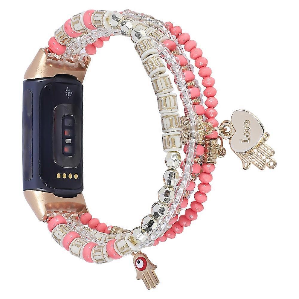For Fitbit Charge 5 Palm Bead Chain Watch Band