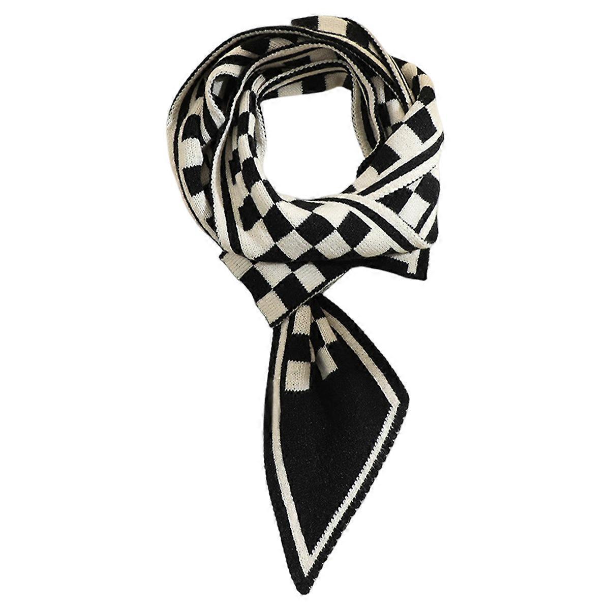 Knitted Scarf, Check Pattern, Winter Accessory