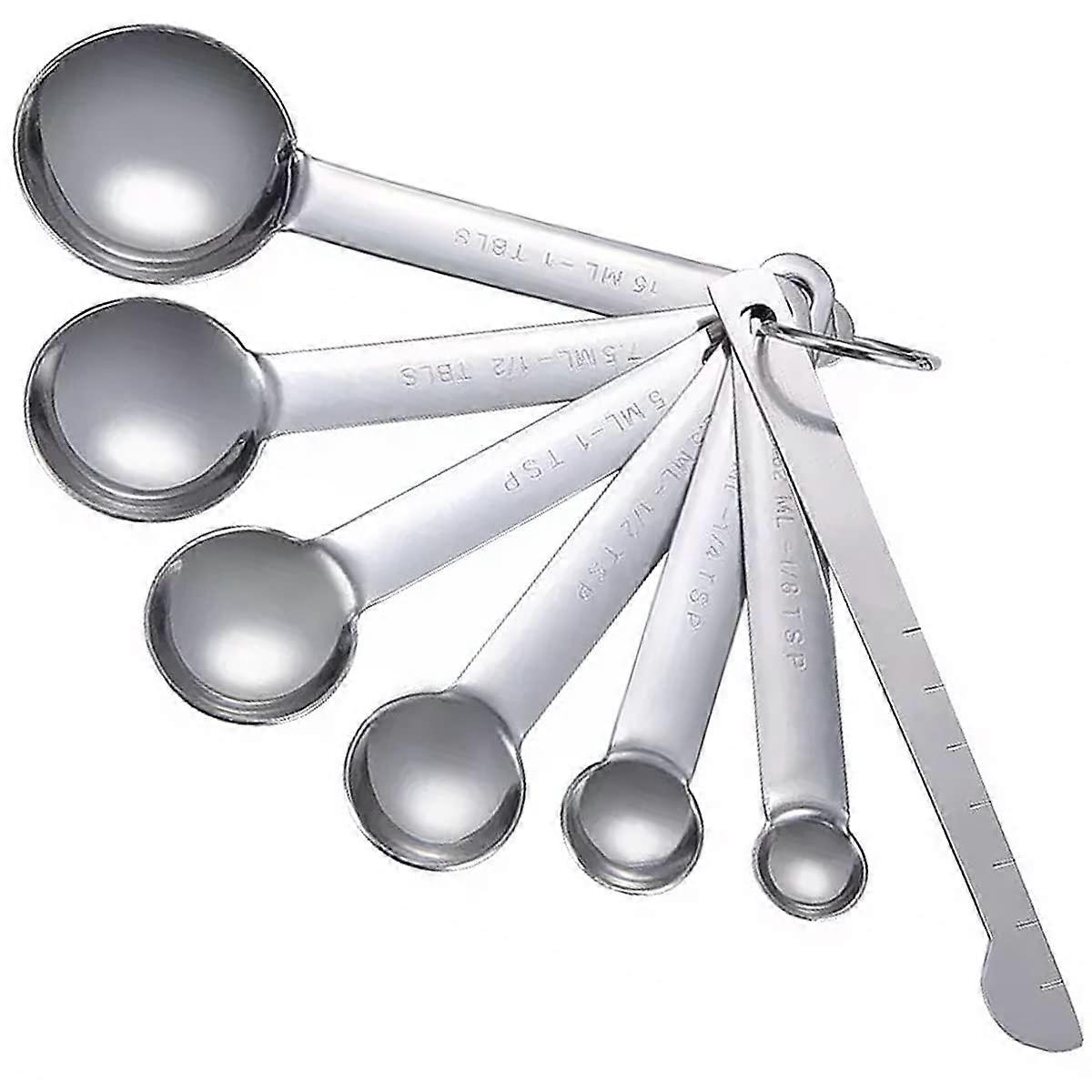 18/8 Stainless Steel Measuring Spoons and Cups Set - 7 Piece Kitchen Measurement Tools, Durable, Rust-Resistant, Easy to Clean