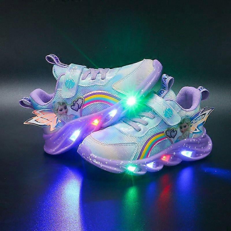 Kids Blue Breathable soft soled Kids shoes Luminous Princess Aisha sneakers ZV