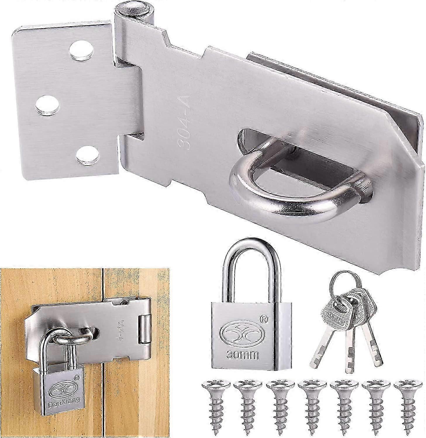 Staple Padlock Hasp With Padlock And Screw Heavy Duty Staple Padlock, Waterproof Door Lock