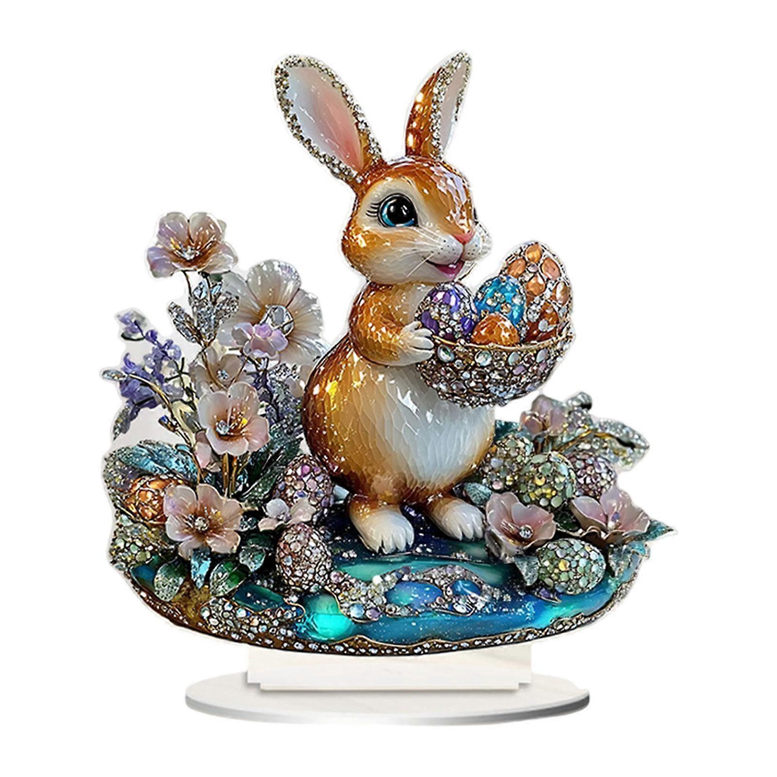 アクリルイースターバニーの装飾、2Dフラットサイン、パーティーの装飾イースターの装飾デスクトップ