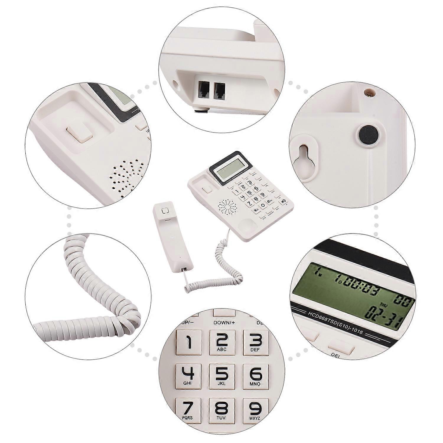 Desktop Corded Landline Phone Fixed Telephone with LCD Display Mute/ Pause/ Hold/ Flash/ Redial/ Han